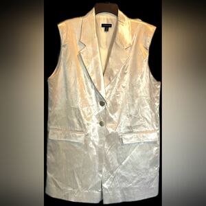 Topshop Sleeveless OFF WHITE CREAM Satin blazer romper, size 12